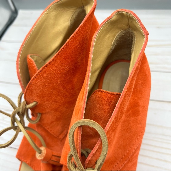 DSquared2 Orange Suede Peep Toe Wedge Booties - Picture 9 of 11